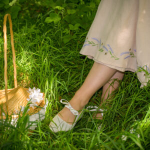 broderies lavande jupe lin