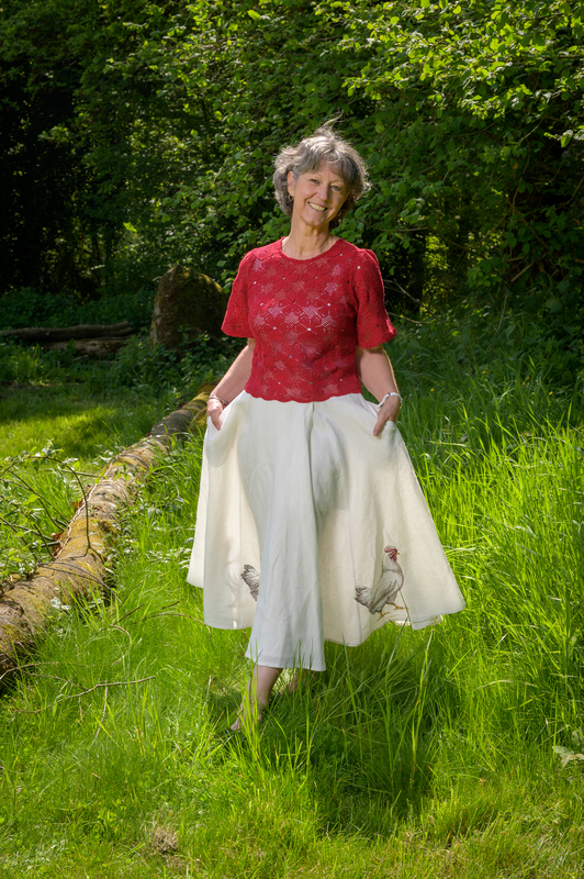 jupe femme lin poules