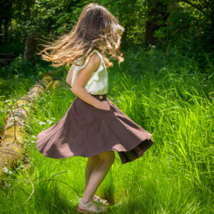 jupe fillette chocolat en lin