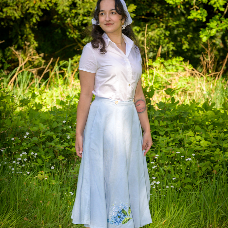 jupe hortensia lin bleu