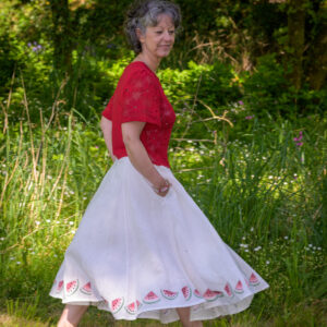 jupe lin blanc pasteques