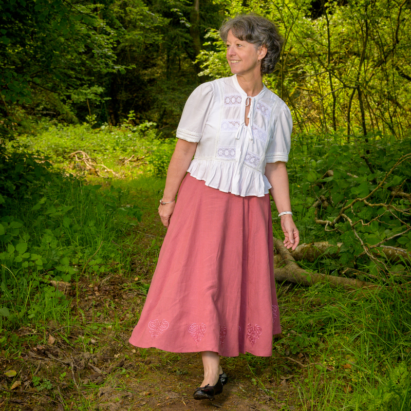 jupe lin rose coeurs