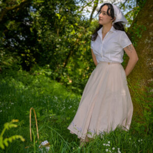 jupe lin rose lavandes