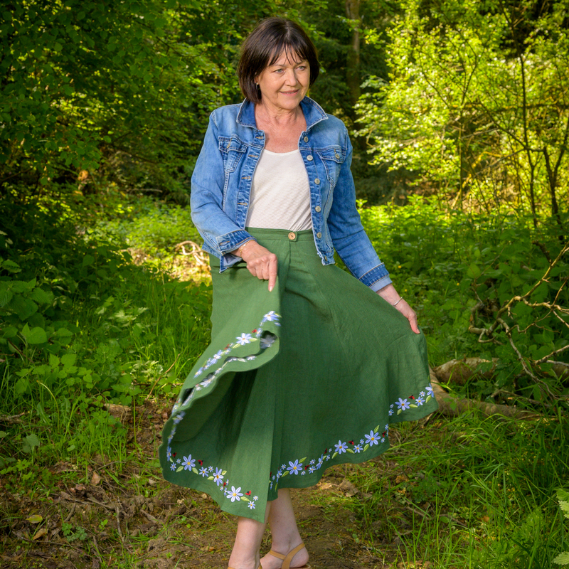 jupe lin verte coccinelles