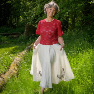 jupe poules lin blanc