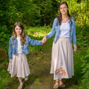 jupe rouge gorge mere fille