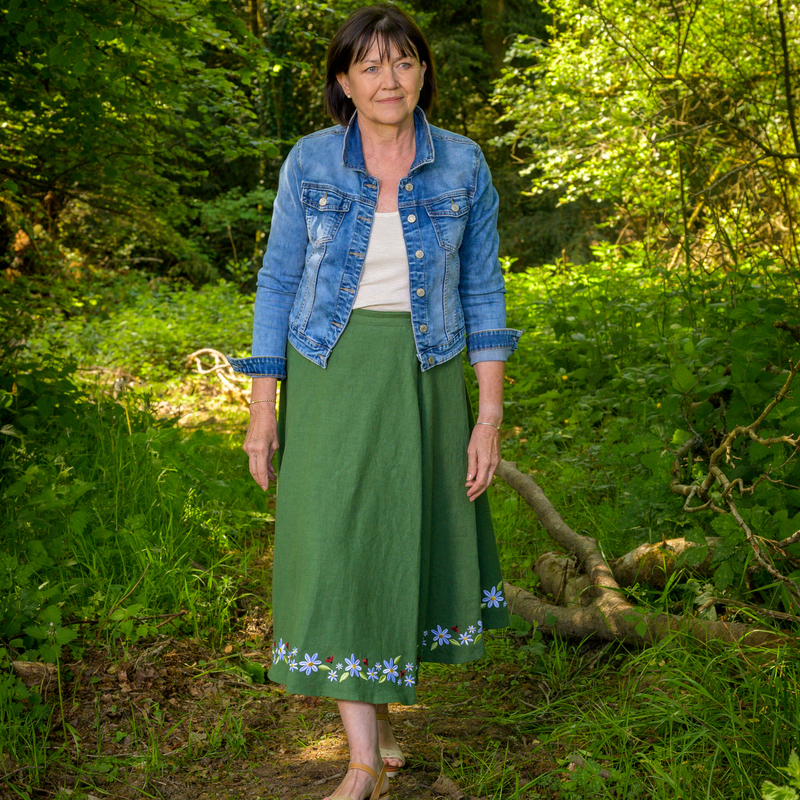 jupe verte coccinelles lin