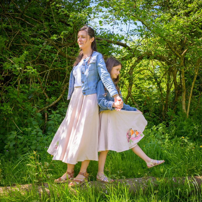 jupes roses lin mere fille