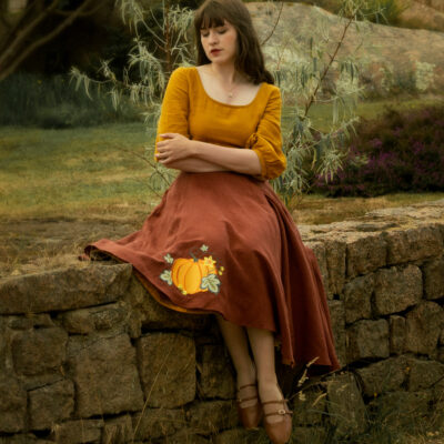 bretagne jupe lin citrouille