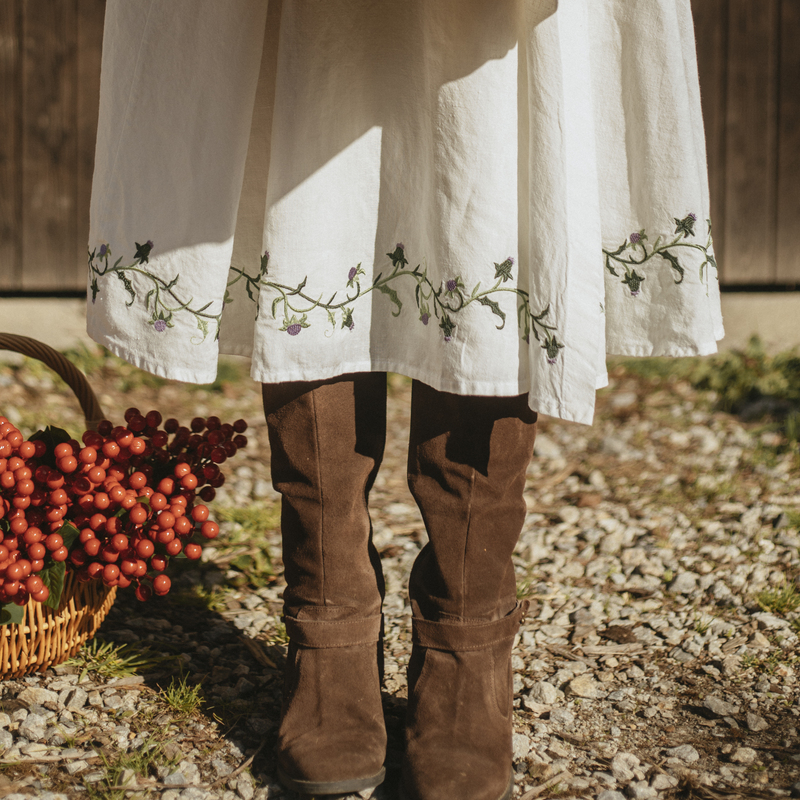 broderies chardon jupe lin ivoire