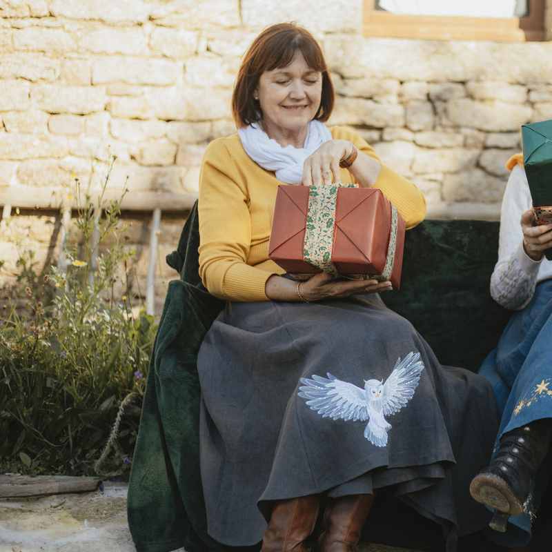 jupe grises broderie hibou