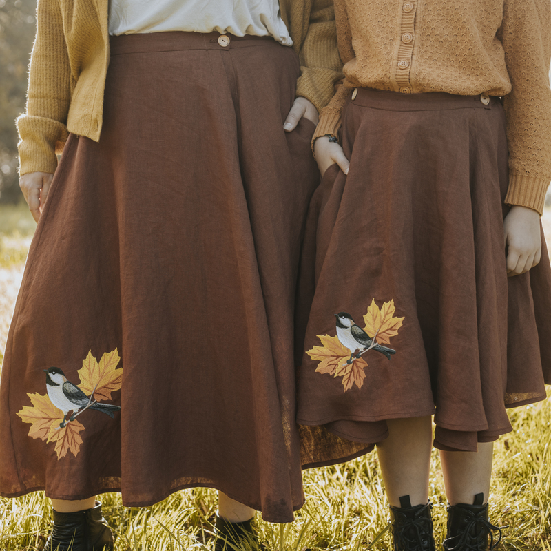 jupe mesange terracotta lin