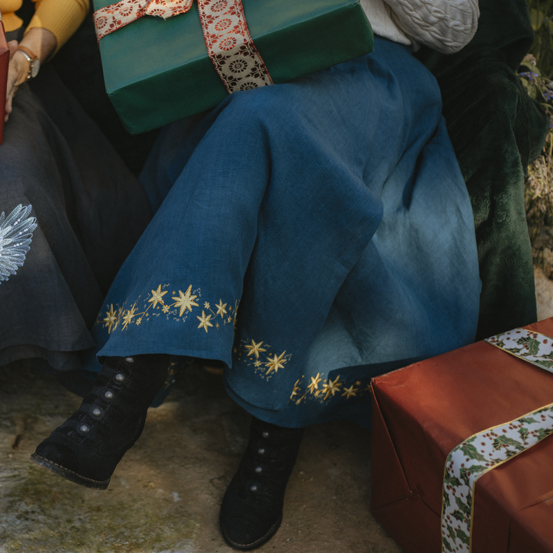 jupe noel broderies etoiles