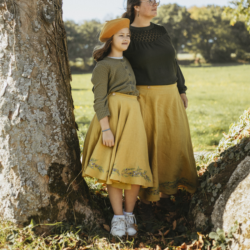 jupes mere fille jaune sapin